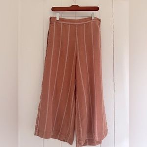 Anthro Wide Leg High Waist Cropped Linen Pants